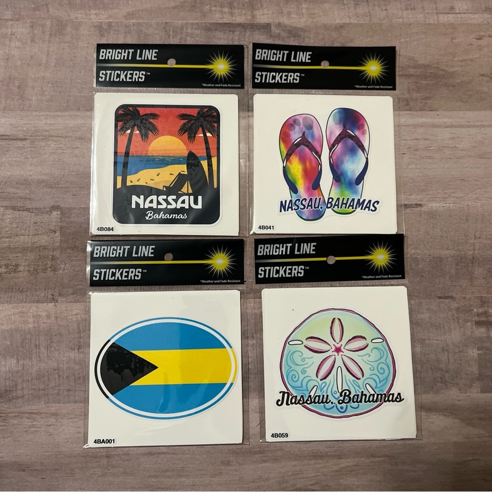 Nassau Bahamas 4pc Stickers – Waterproof Travel Decal For Cars, Electronics,Etc